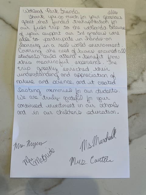 Thompson Elementary School Thank You 2